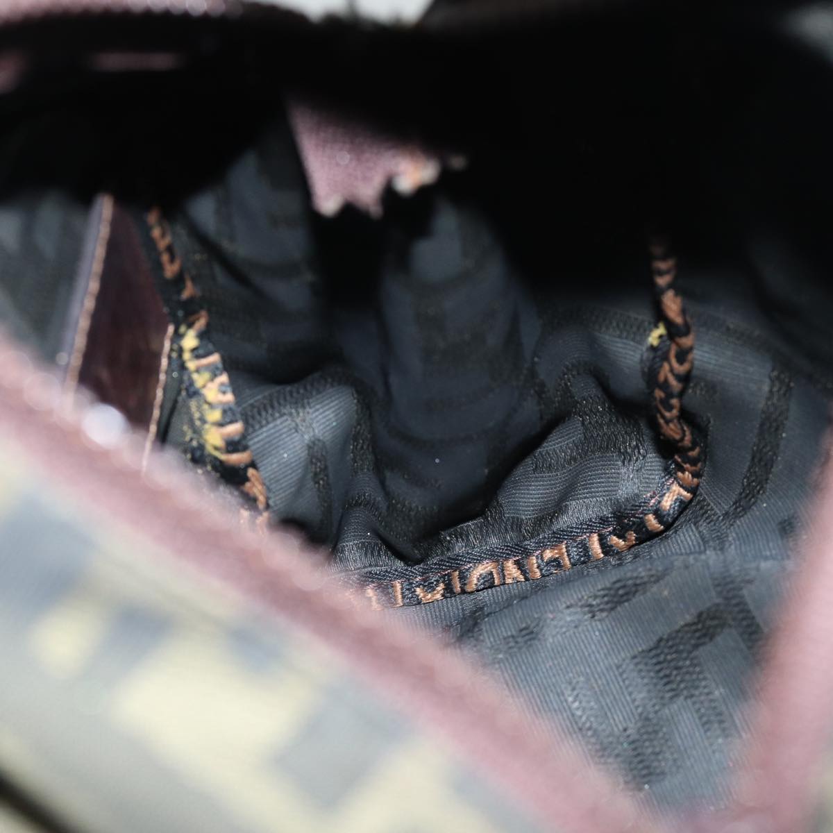 FENDI Zucca Canvas Hand Bag Black Brown ep4208