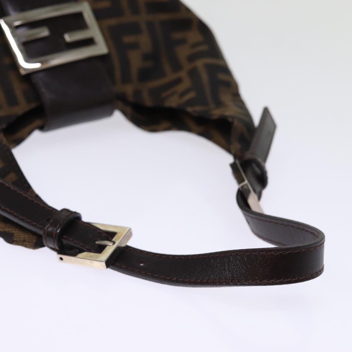 FENDI Zucca Canvas Mamma Baguette Shoulder Bag Black Brown ep4223