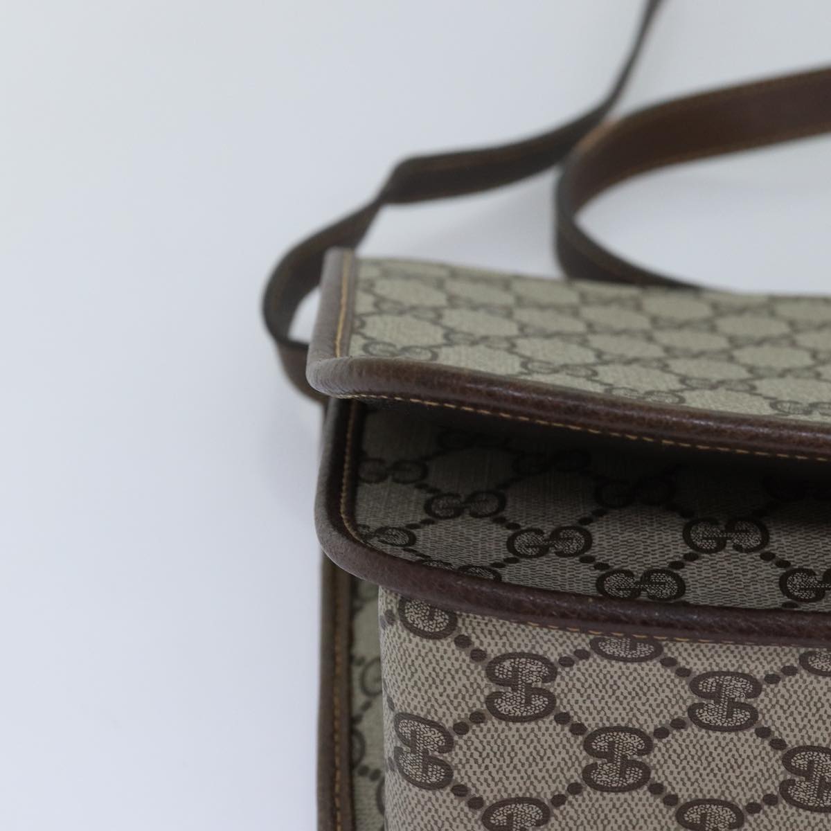 GUCCI GG Supreme Web Sherry Line Shoulder Bag PVC Leather Beige ep4229