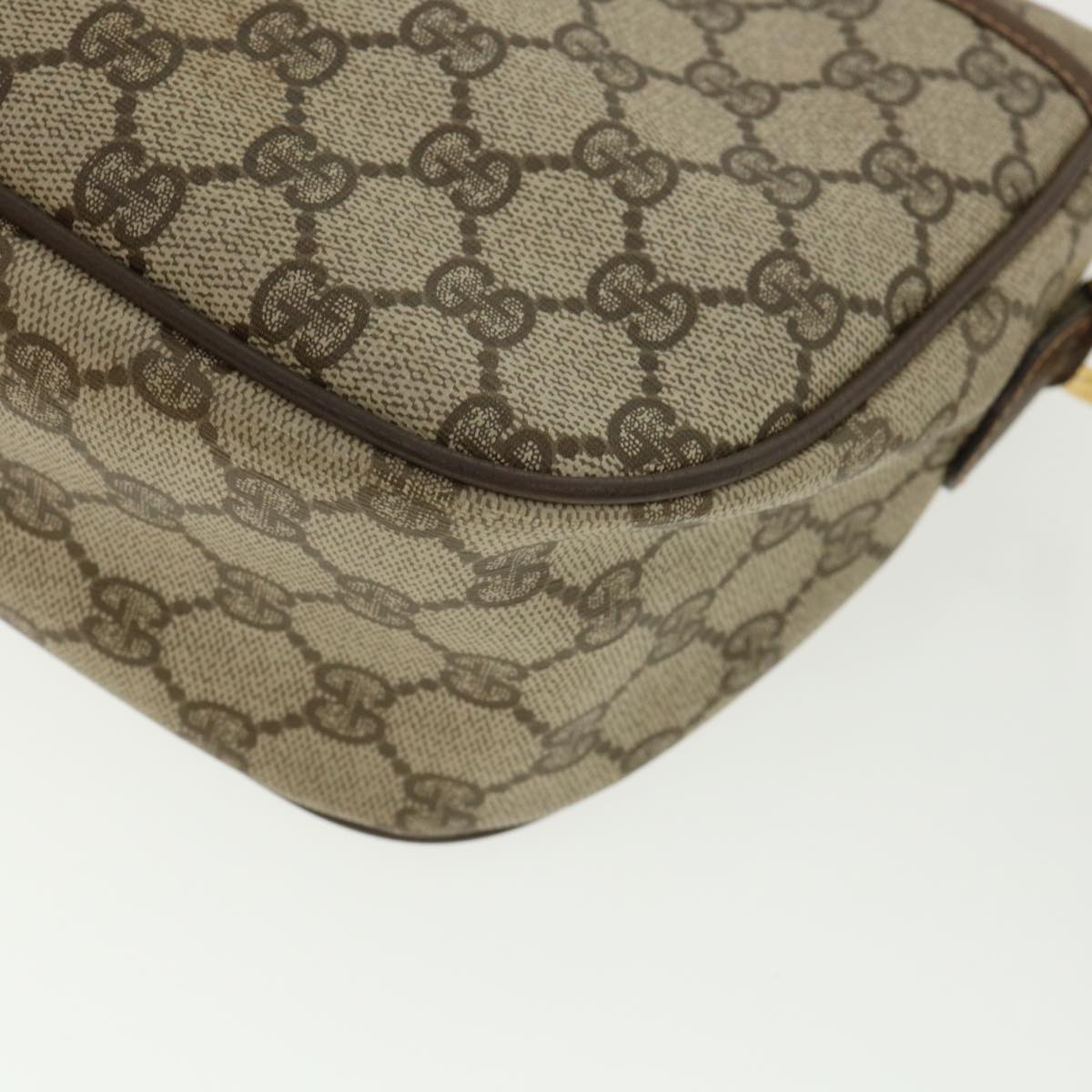 GUCCI Web Sherry Line GG Canvas Shoulder Bag PVC Leather Beige Green ep425