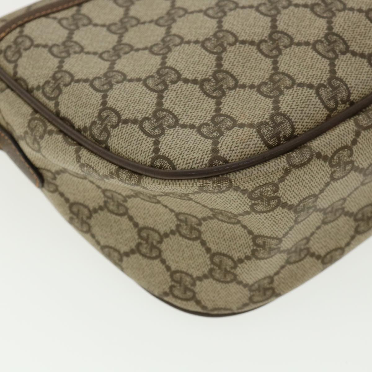 GUCCI Web Sherry Line GG Canvas Shoulder Bag PVC Leather Beige Green ep425