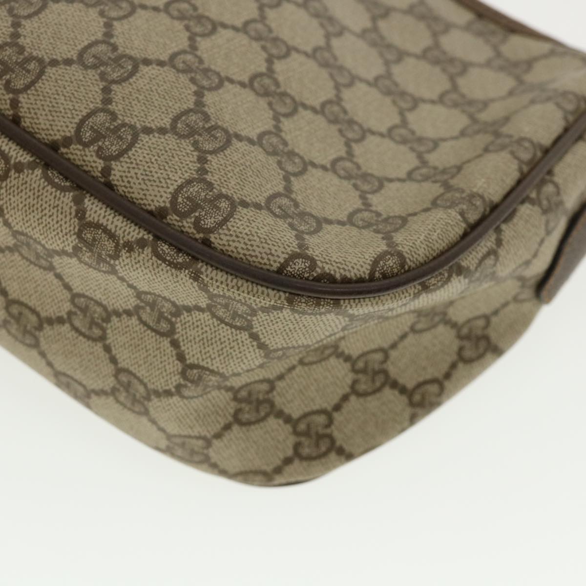 GUCCI Web Sherry Line GG Canvas Shoulder Bag PVC Leather Beige Green ep425