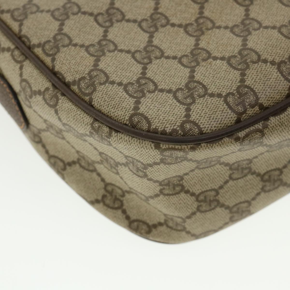 GUCCI Web Sherry Line GG Canvas Shoulder Bag PVC Leather Beige Green ep425