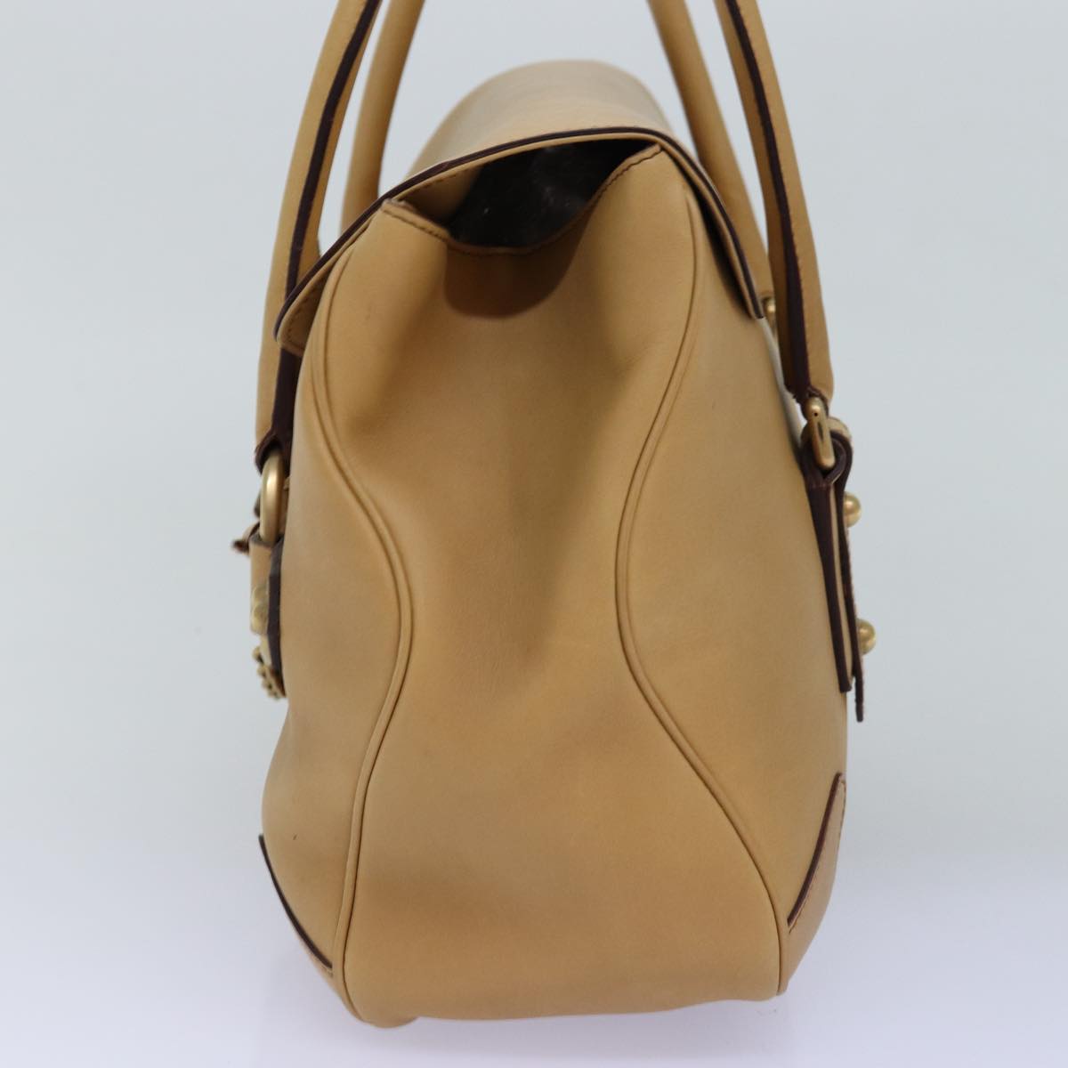 GUCCI Horsebit Shoulder Bag Leather Beige 120982 ep4250