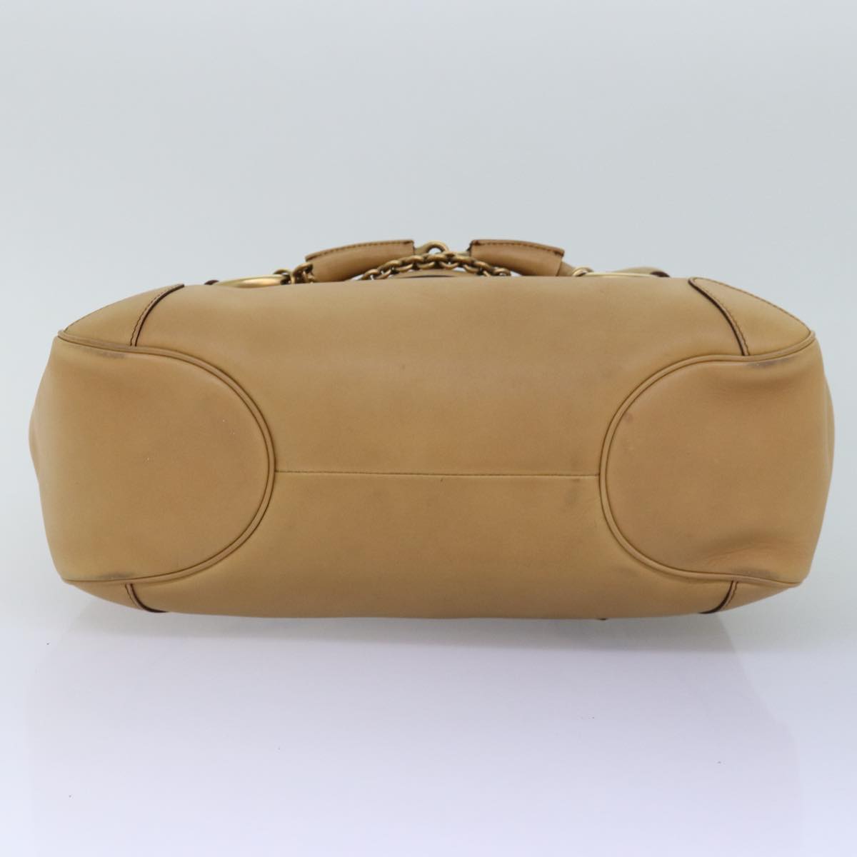 GUCCI Horsebit Shoulder Bag Leather Beige 120982 ep4250