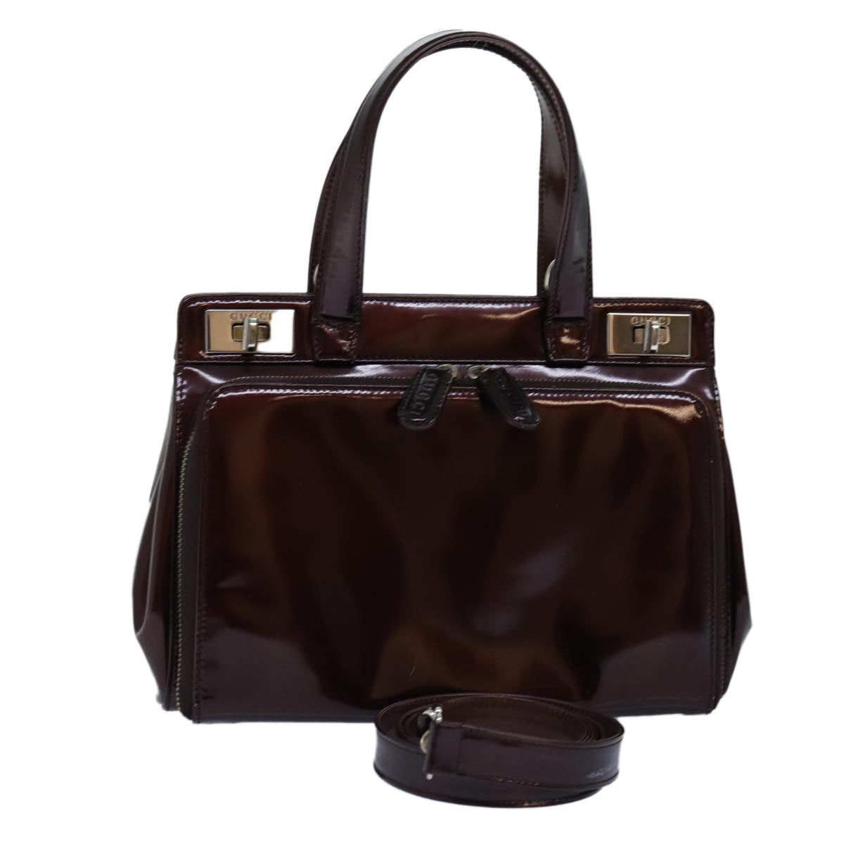 GUCCI Hand Bag Enamel 2way Brown 000 2113 0315 ep4253