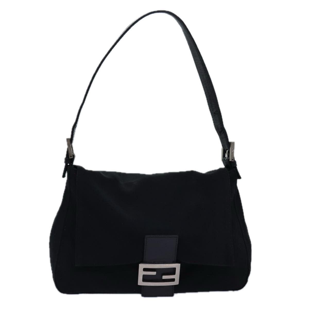 FENDI Mamma Baguette Shoulder Bag Nylon Black ep4266