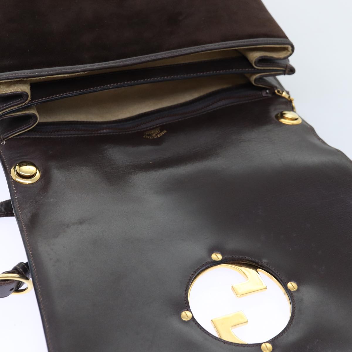 GUCCI Shoulder Bag Suede Brown ep4293