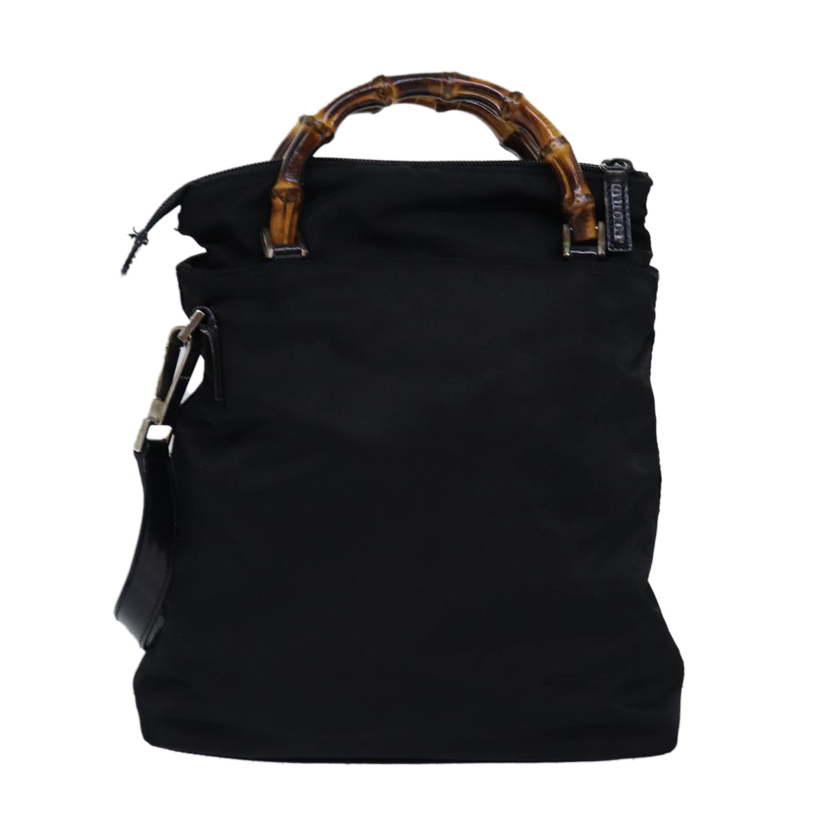 GUCCI Bamboo Hand Bag Nylon 2way Black 000 2265 0581 ep4302