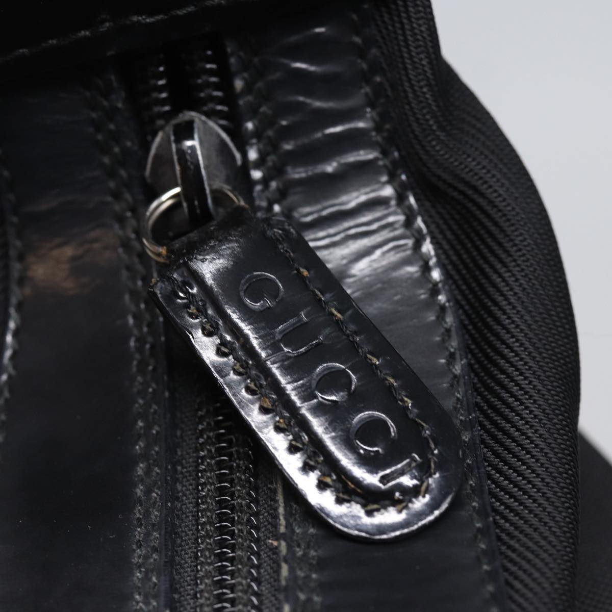 GUCCI Bamboo Shoulder Bag Nylon Black ep4342