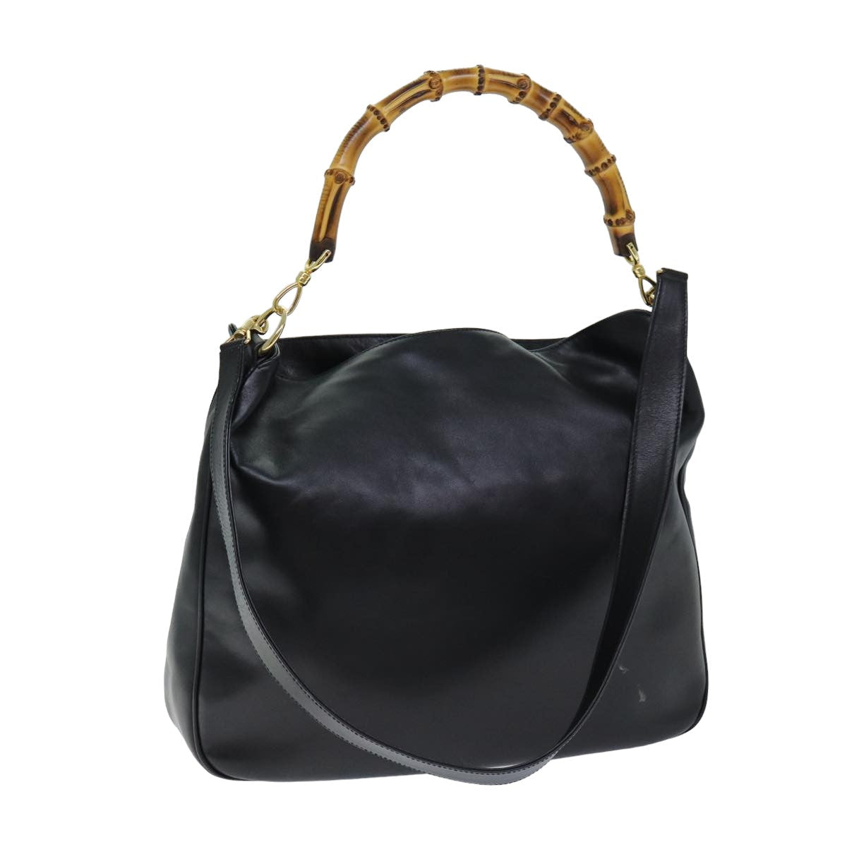 GUCCI Bamboo Shoulder Bag Leather 2way Black 001 1781 1577 ep4378