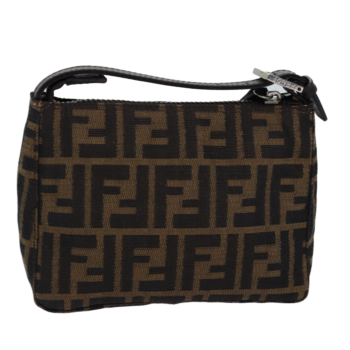 FENDI Zucca Canvas Pouch Brown Black ep4386