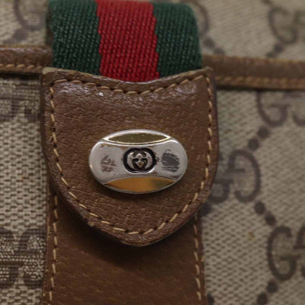 GUCCI GG Supreme Web Sherry Line Shoulder Bag Beige Red 56 02 032 ep4400