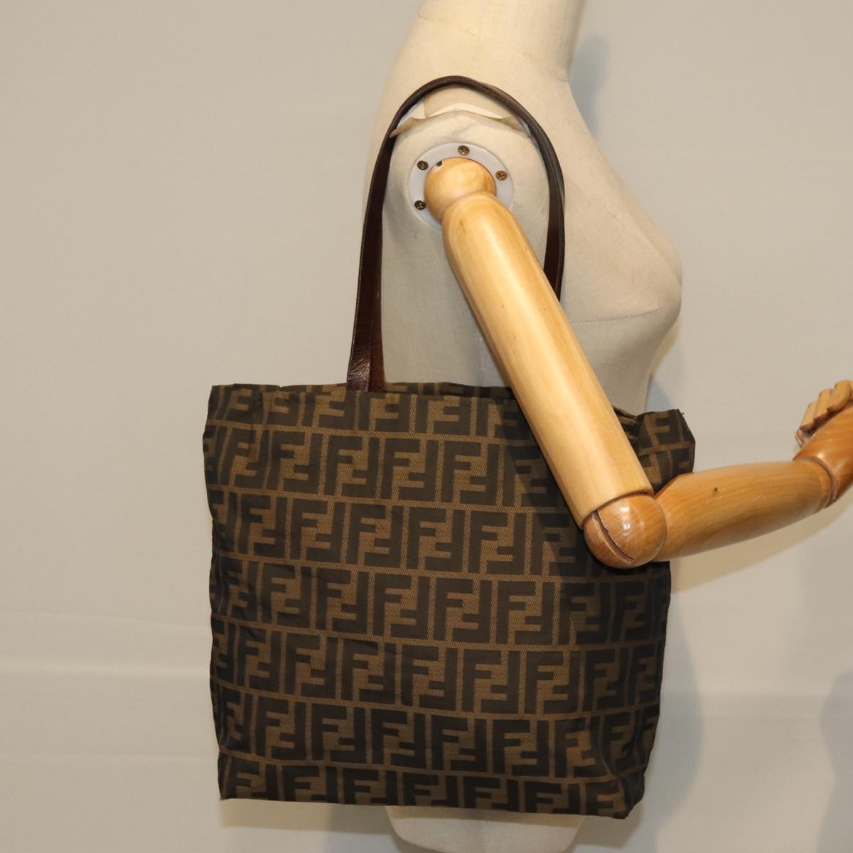 FENDI Zucca Canvas Hand Bag Black Brown ep4411
