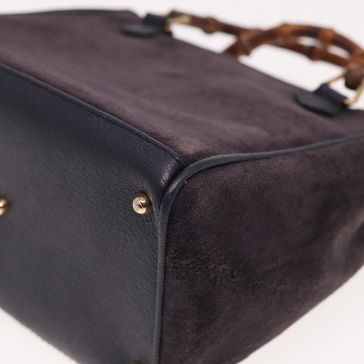 GUCCI Bamboo Hand Bag Suede 2way Navy 000 123 0316 ep4450