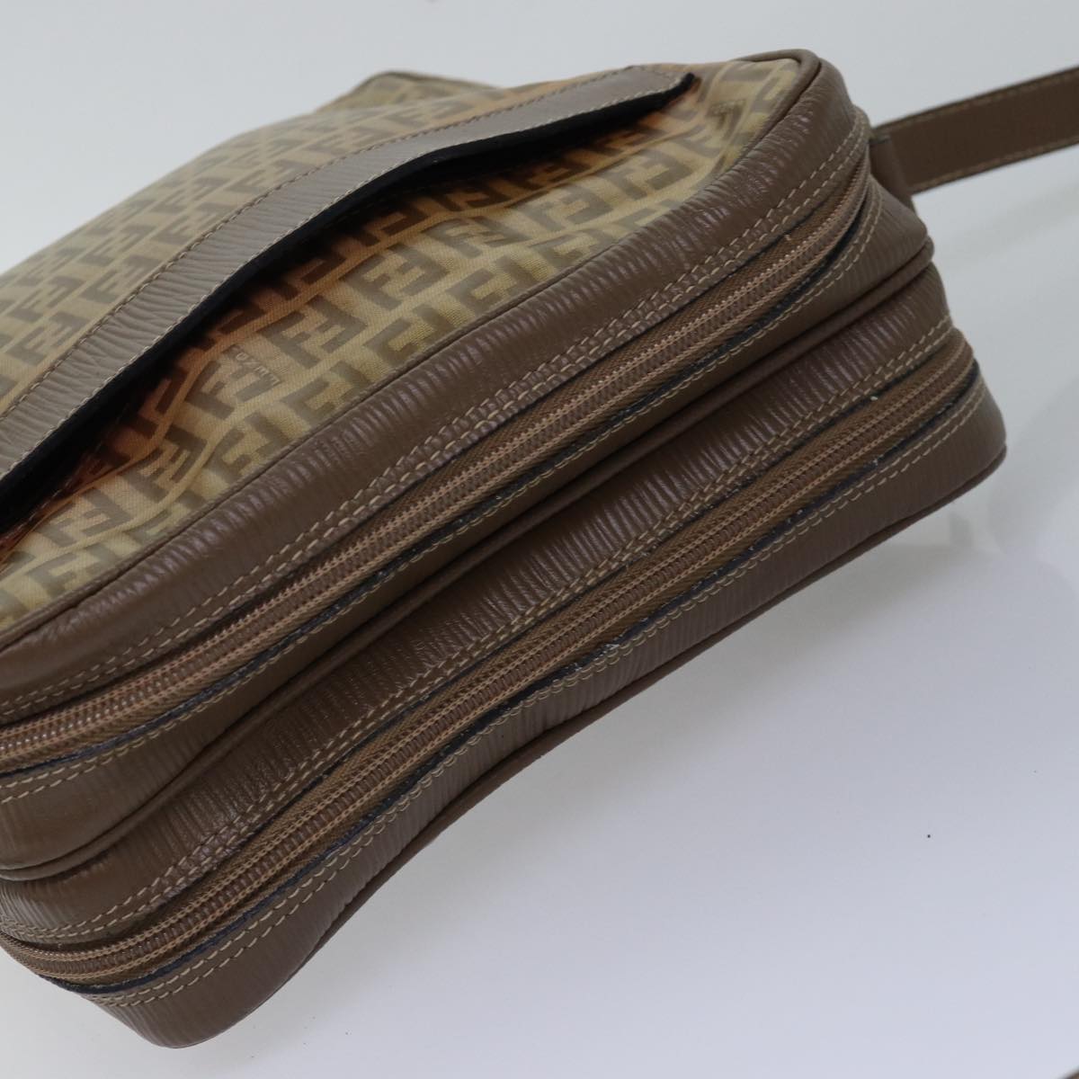 FENDI Zucchino Canvas Shoulder Bag Vintage Beige ep4463