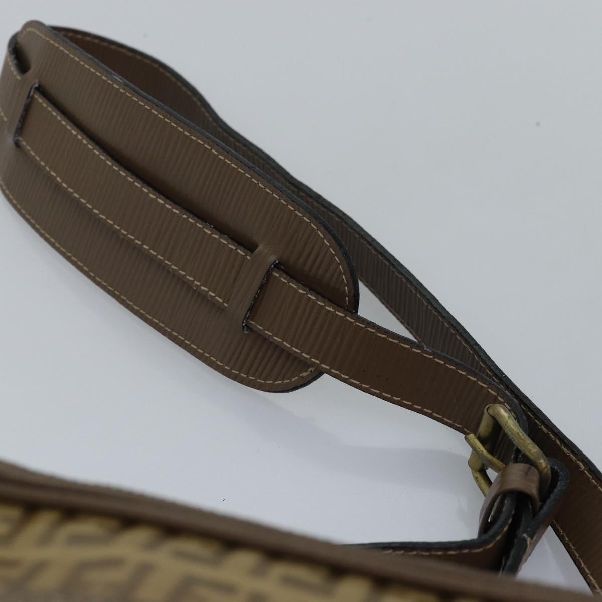 FENDI Zucchino Canvas Shoulder Bag Vintage Beige ep4463