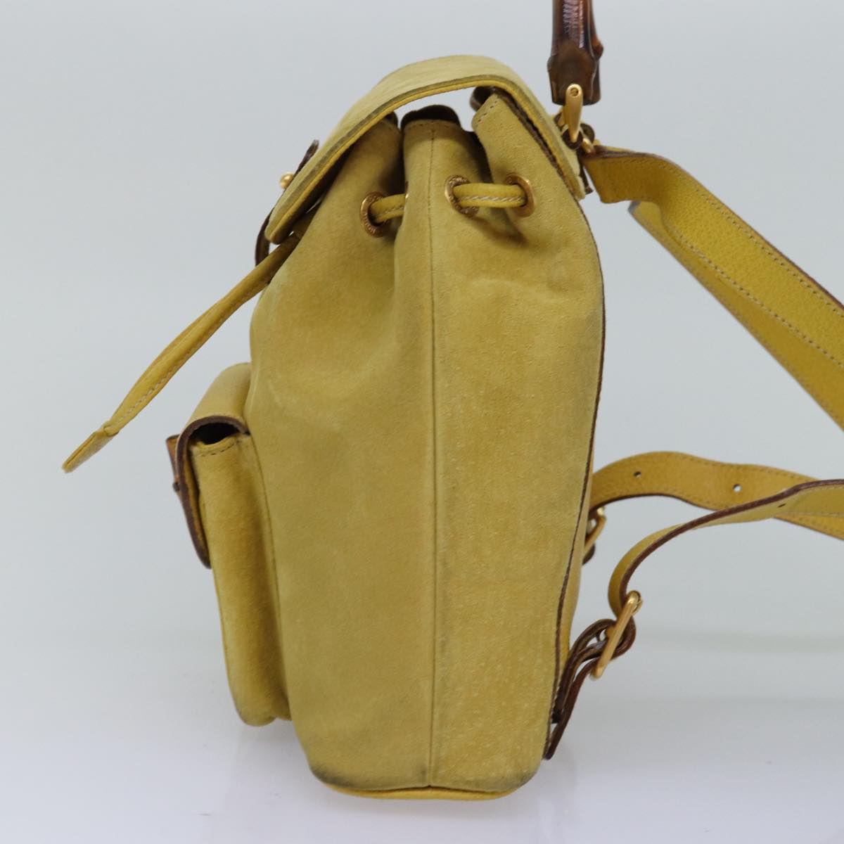 GUCCI Bamboo Hand Bag Suede Yellow 003 1705 0030 ep4483