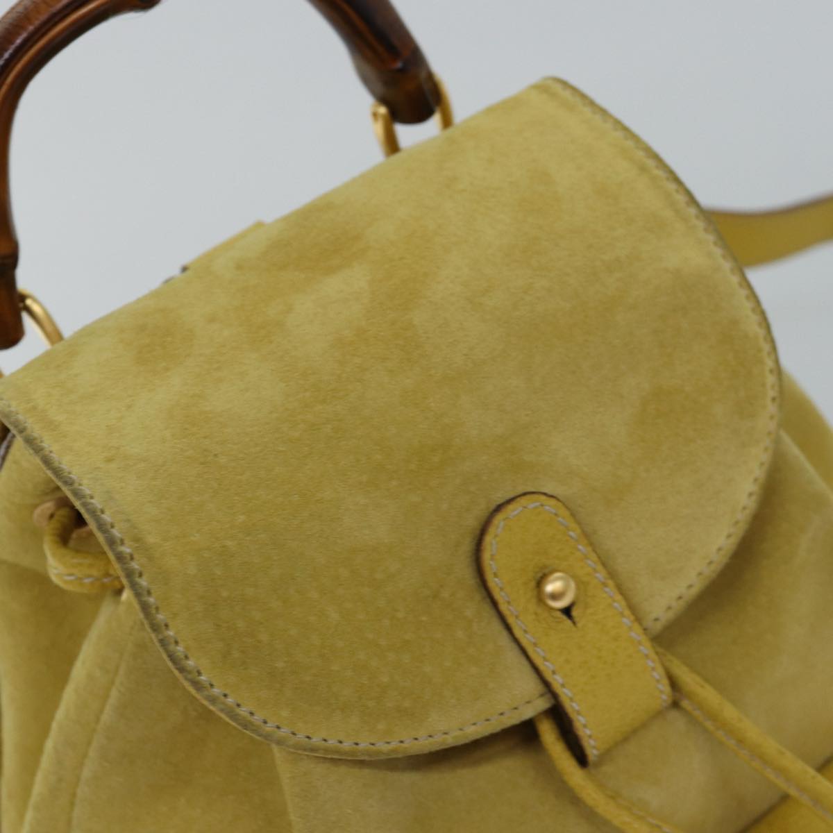 GUCCI Bamboo Hand Bag Suede Yellow 003 1705 0030 ep4483