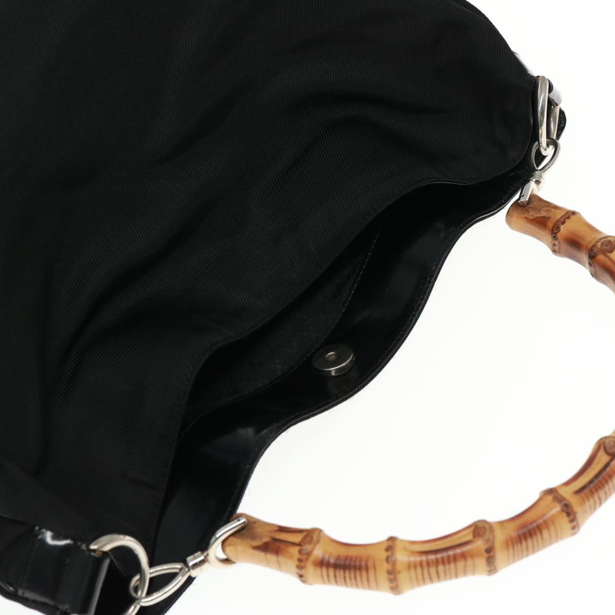 GUCCI Bamboo Shoulder Bag Nylon Black 001 2123 1577 ep4491