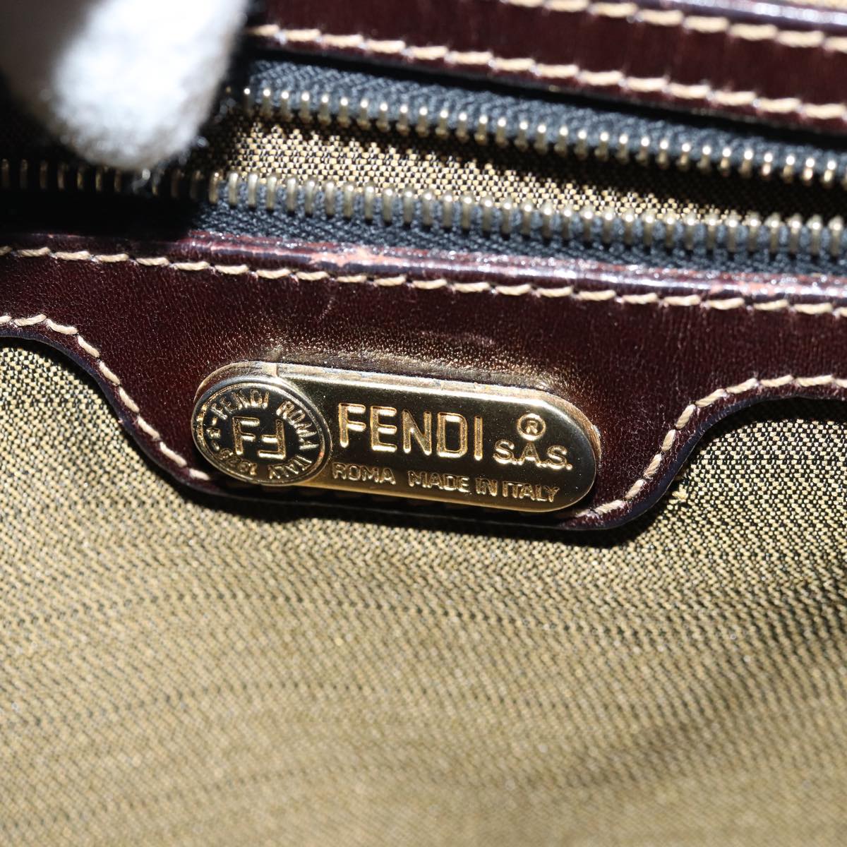 FENDI Zucca Canvas Shoulder Bag Black Brown ep4502