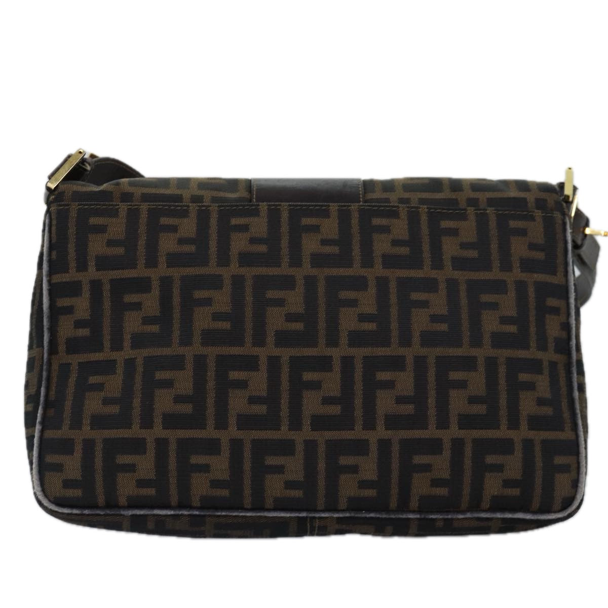 FENDI Zucca Canvas Shoulder Bag Black Brown ep4502