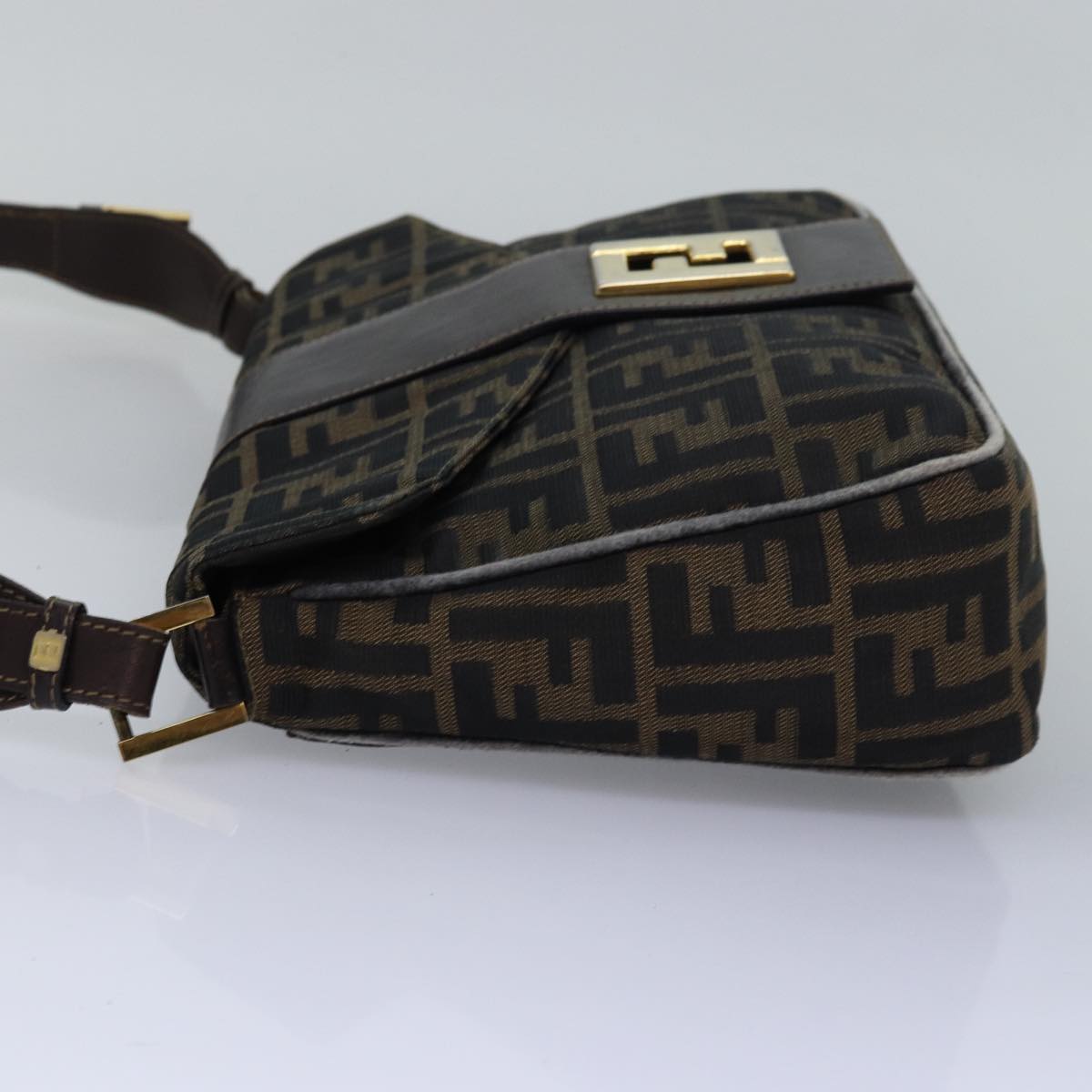 FENDI Zucca Canvas Shoulder Bag Black Brown ep4502