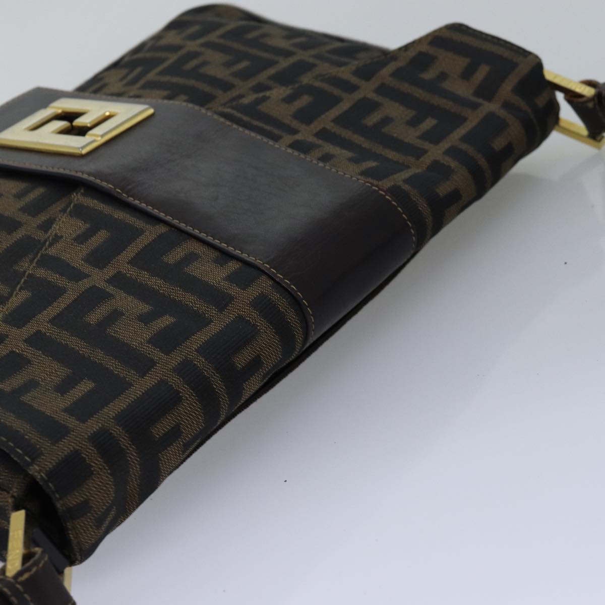 FENDI Zucca Canvas Shoulder Bag Black Brown ep4502