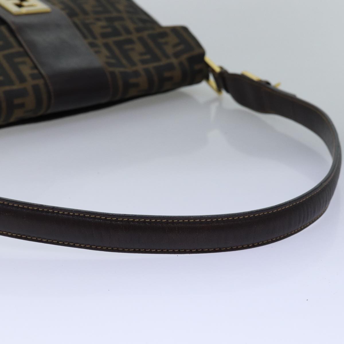 FENDI Zucca Canvas Shoulder Bag Black Brown ep4502