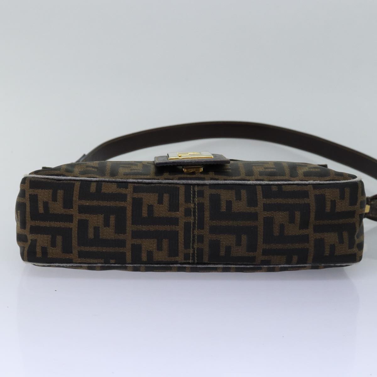 FENDI Zucca Canvas Shoulder Bag Black Brown ep4502