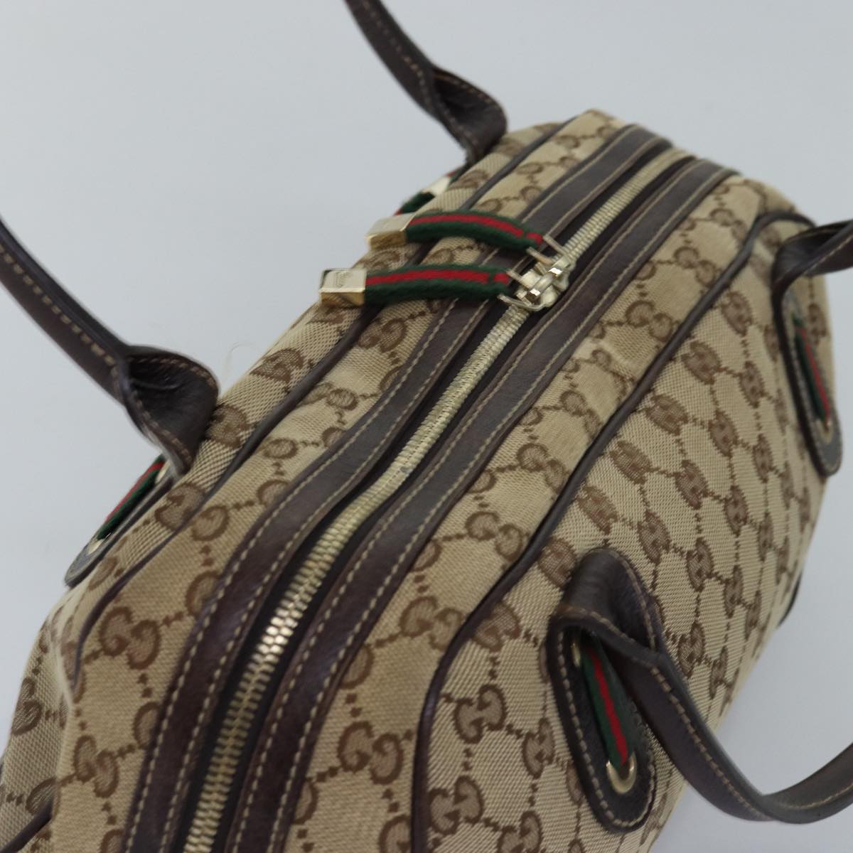GUCCI GG Canvas Web Sherry Line Shoulder Bag Beige Red Green 161720 ep4532
