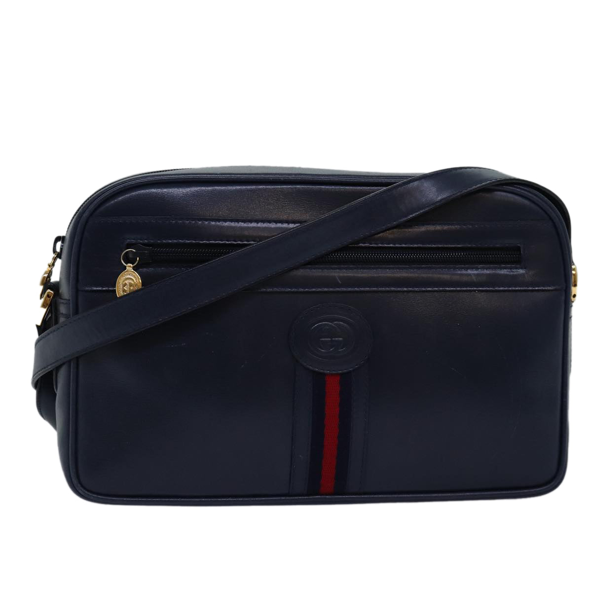 GUCCI Sherry Line Shoulder Bag Leather Navy 001 23 0942 ep4572