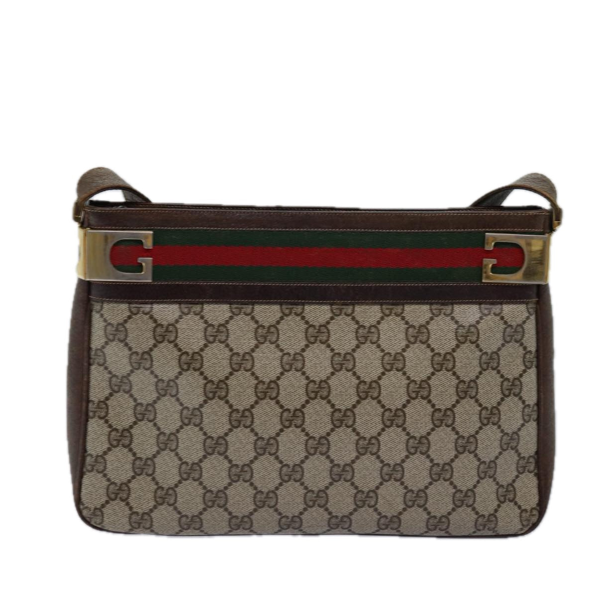 GUCCI GG Supreme Web Sherry Line Shoulder Bag PVC Beige Red Green ep4578