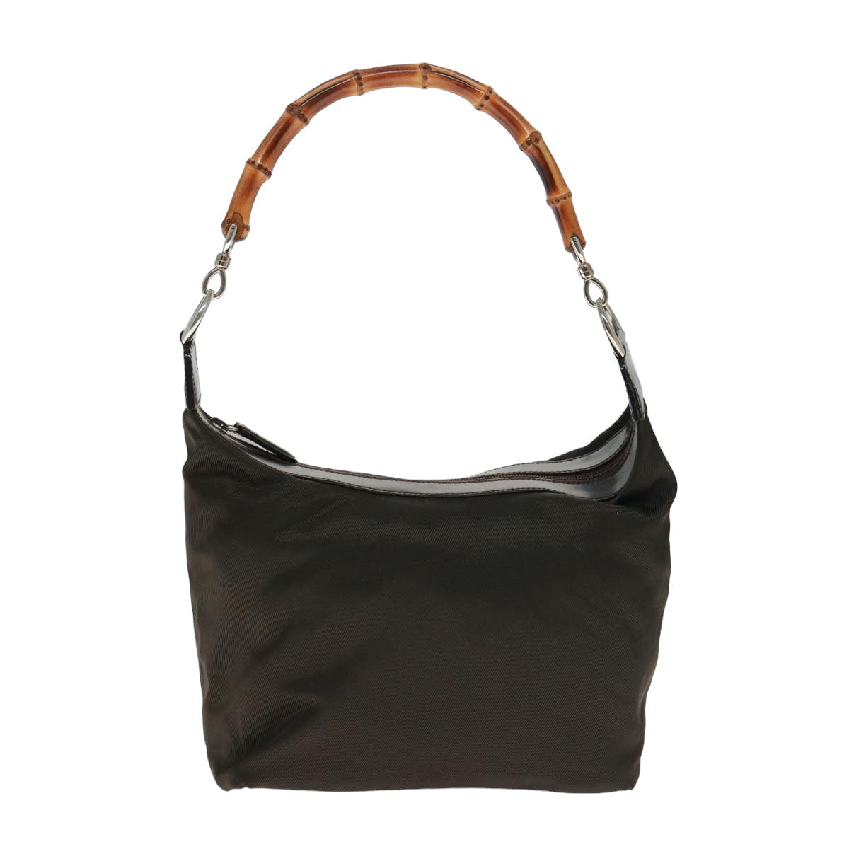 GUCCI Bamboo Shoulder Bag Nylon Brown 000 1956 0531 ep4606