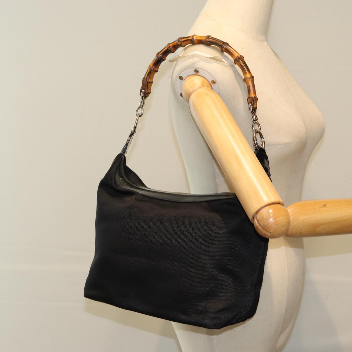 GUCCI Bamboo Shoulder Bag Nylon Black 000 2214 0531 ep4630