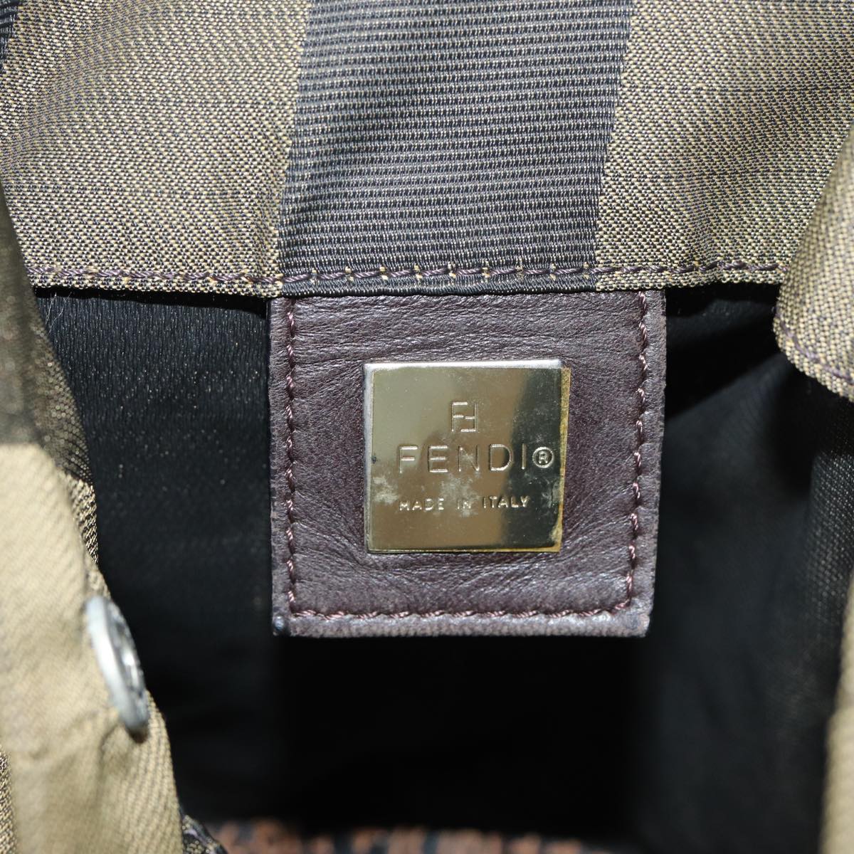 FENDI Pecan Canvas Hand Bag Brown Black ep4631