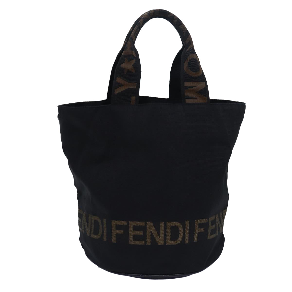 FENDI Hand Bag Nylon Black Brown ep4652
