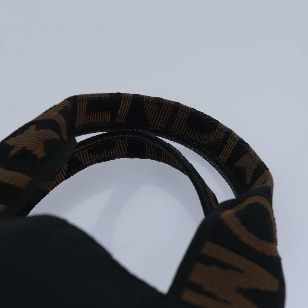 FENDI Hand Bag Nylon Black Brown ep4652