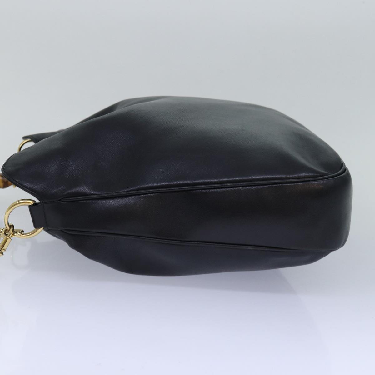 GUCCI Bamboo Hand Bag Leather 2way Black 001 1577 ep4654