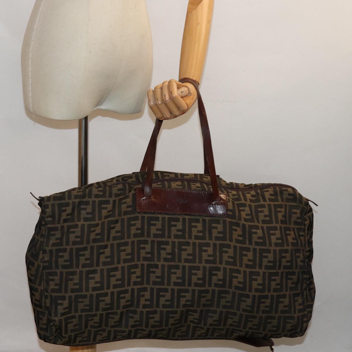 FENDI Zucca Canvas Tote Bag Brown Black ep4658