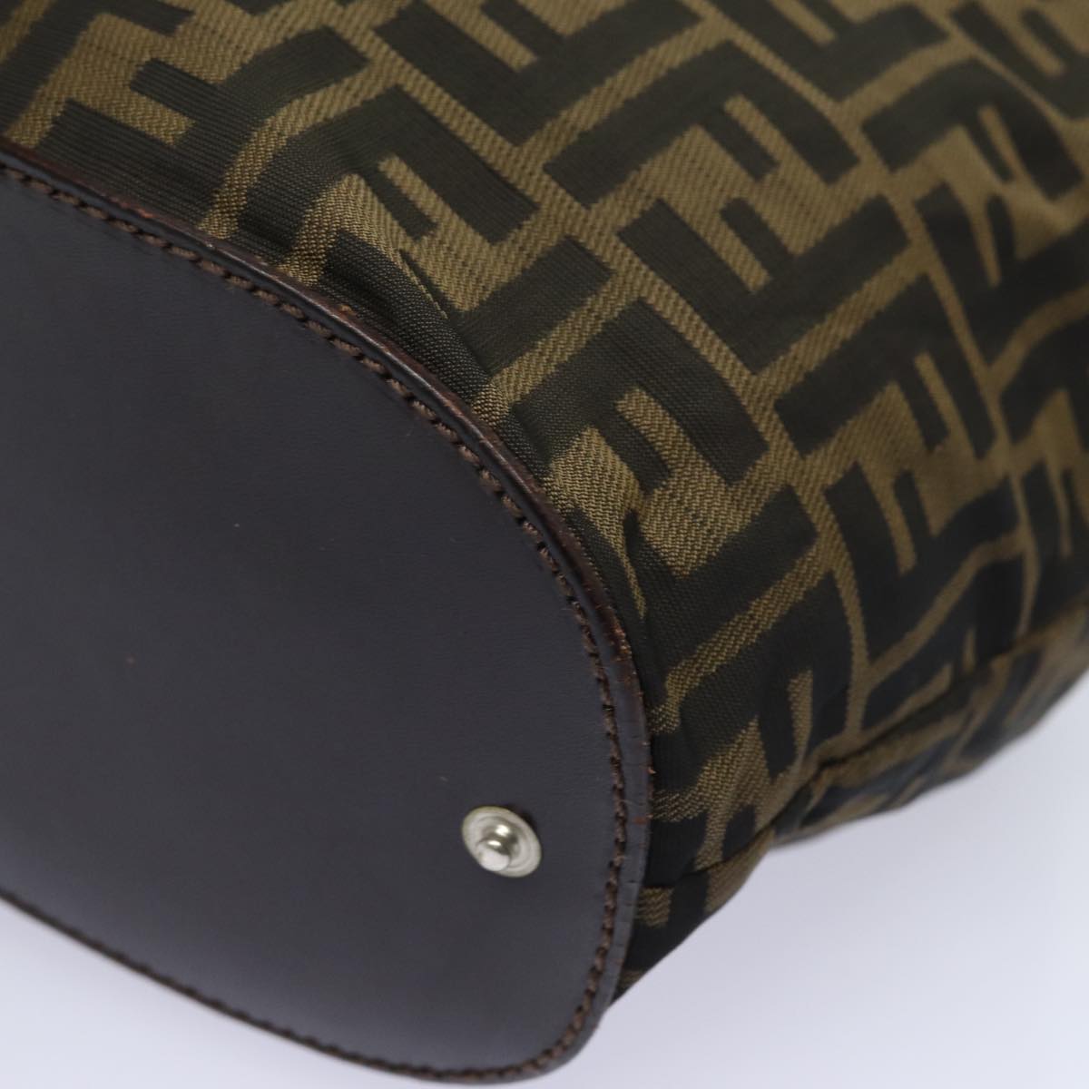 FENDI Zucca Canvas Hand Bag Brown Black ep4659
