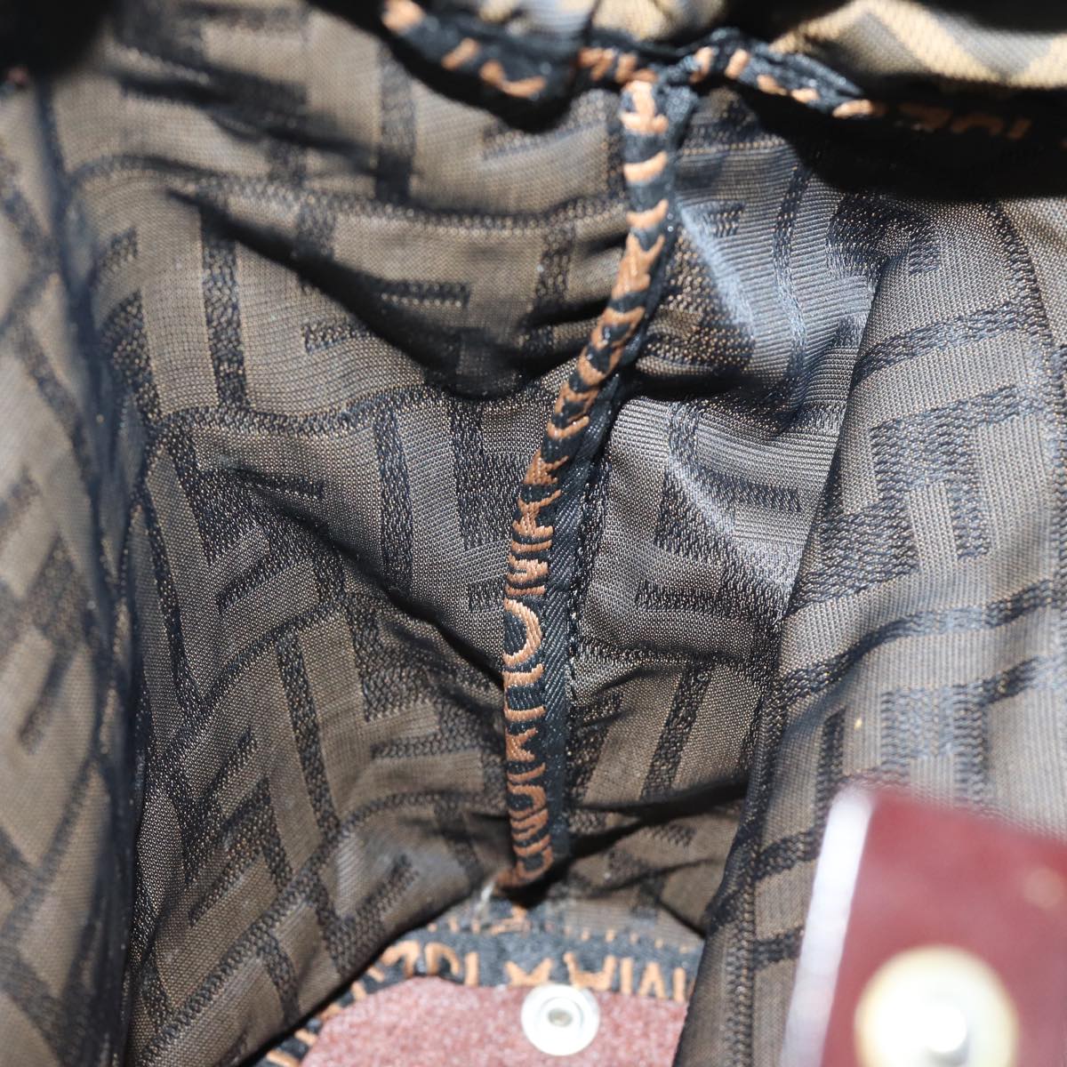 FENDI Zucca Canvas Hand Bag Brown Black ep4659