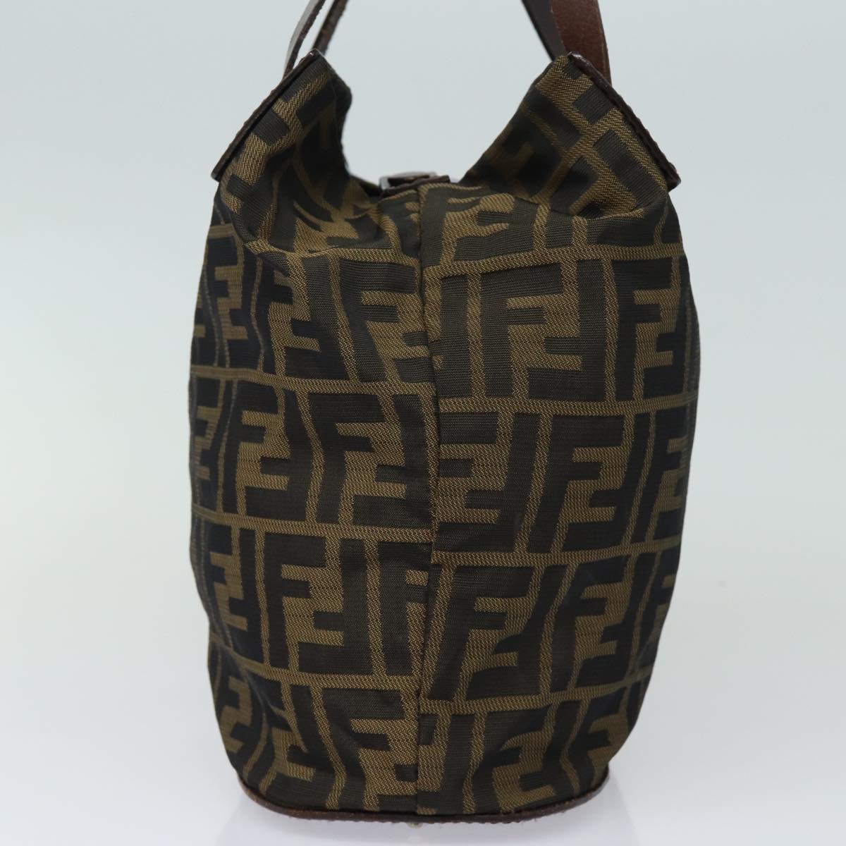 FENDI Zucca Canvas Hand Bag Brown Black ep4659