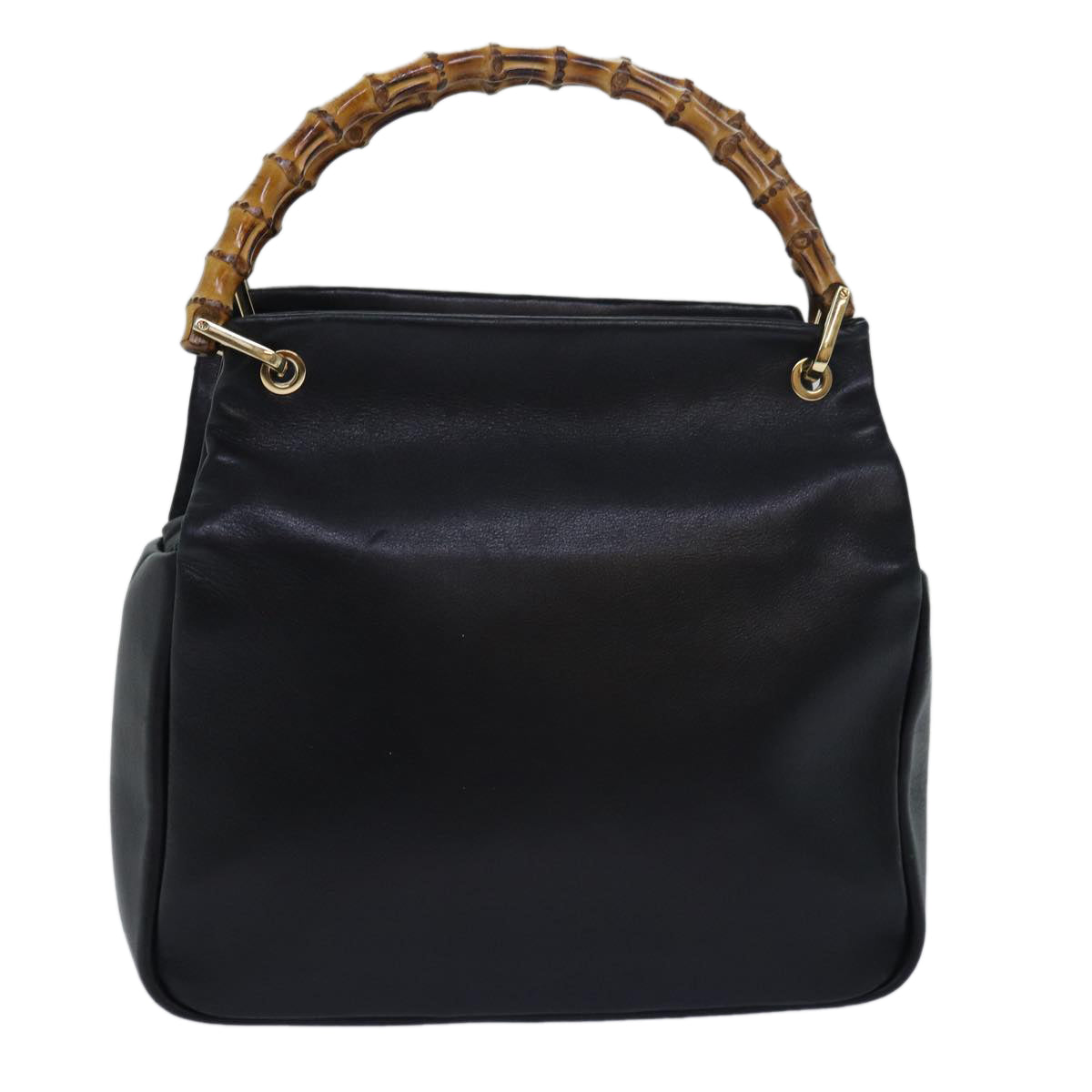 GUCCI Bamboo Hand Bag Leather Black 000 3444 0580 ep4677