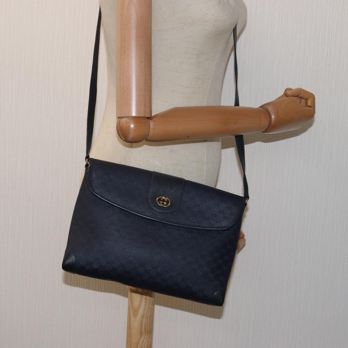 GUCCI Micro GG Supreme Shoulder Bag Navy 001 14 5364 ep4687