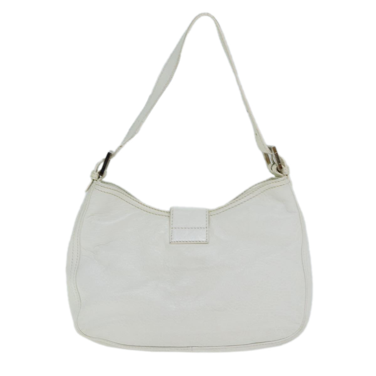 FENDI Mamma Baguette Shoulder Bag Leather White ep4700
