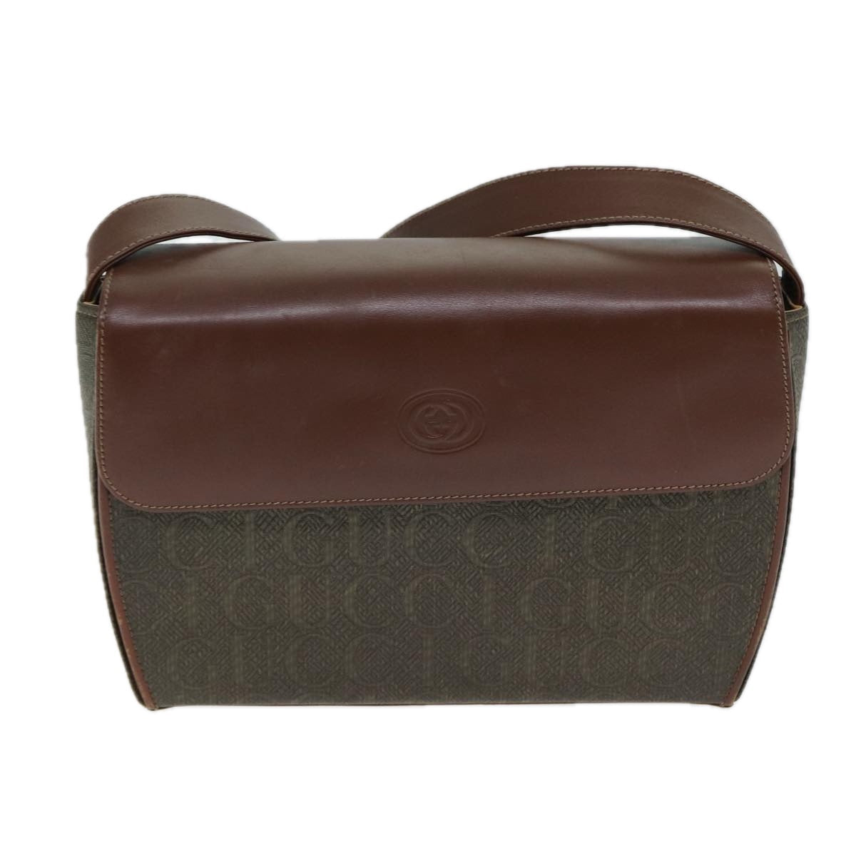 GUCCI Shoulder Bag Canvas Leather Brown ep4702