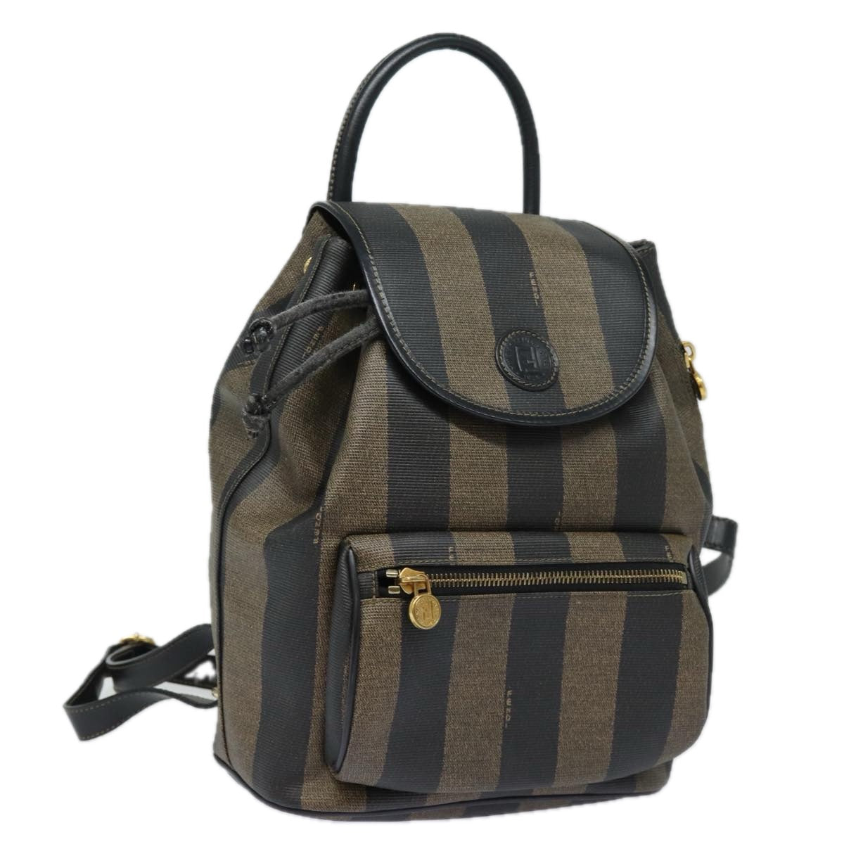 FENDI Pecan Canvas Backpack Brown Black ep4748