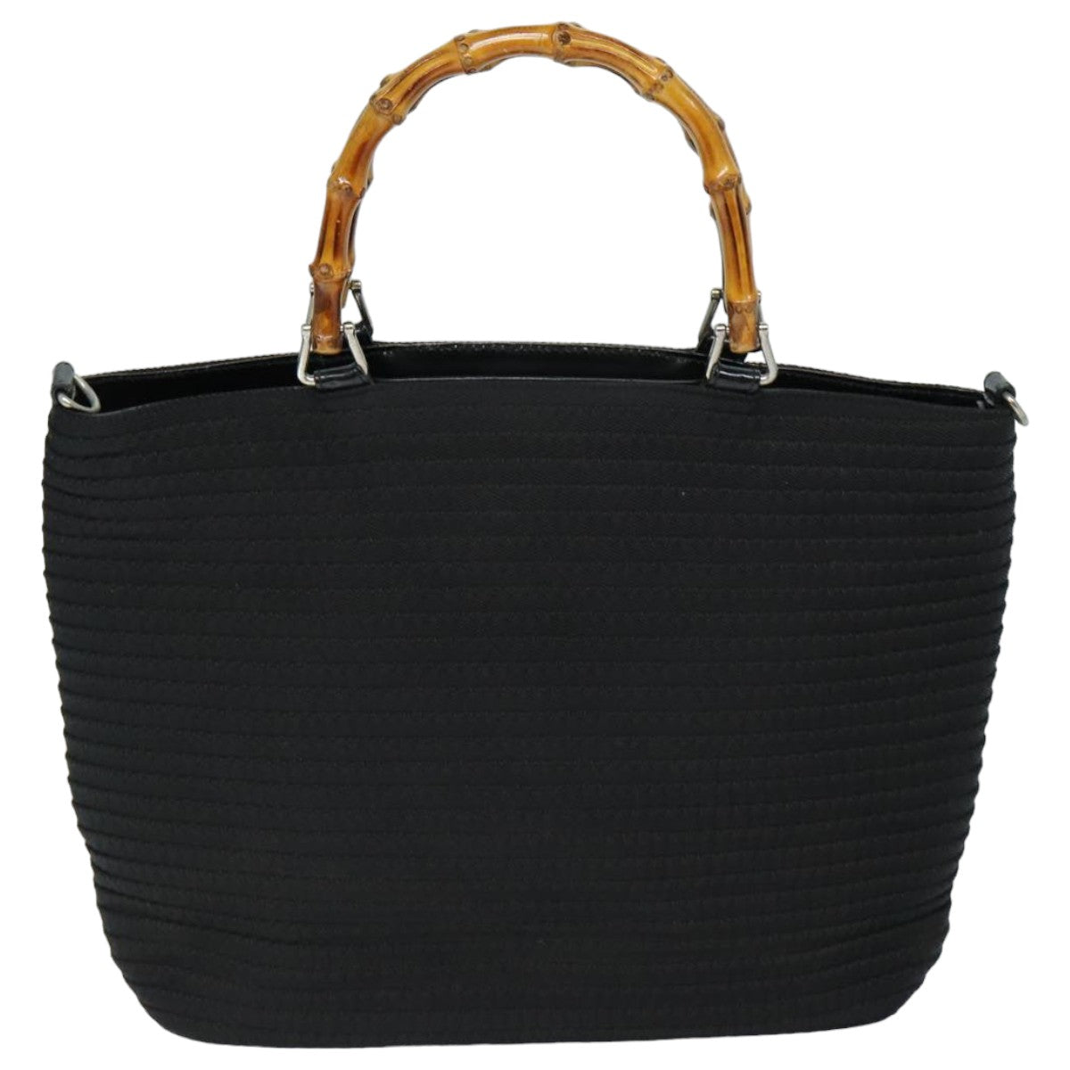 GUCCI Bamboo Hand Bag Nylon 2way Black 000 1998 0540 ep4783