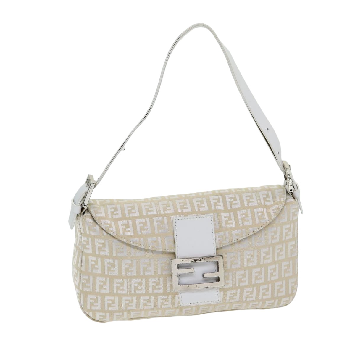 FENDI Zucchino Canvas Mamma Baguette Shoulder Bag Beige ep4792